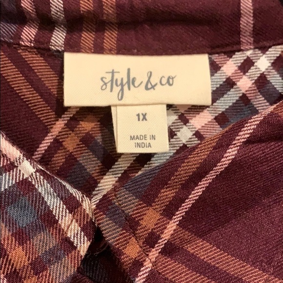 Nwt Style & Co. Plaid Button Up Long Sleeve Shirt - Picture 7 of 7